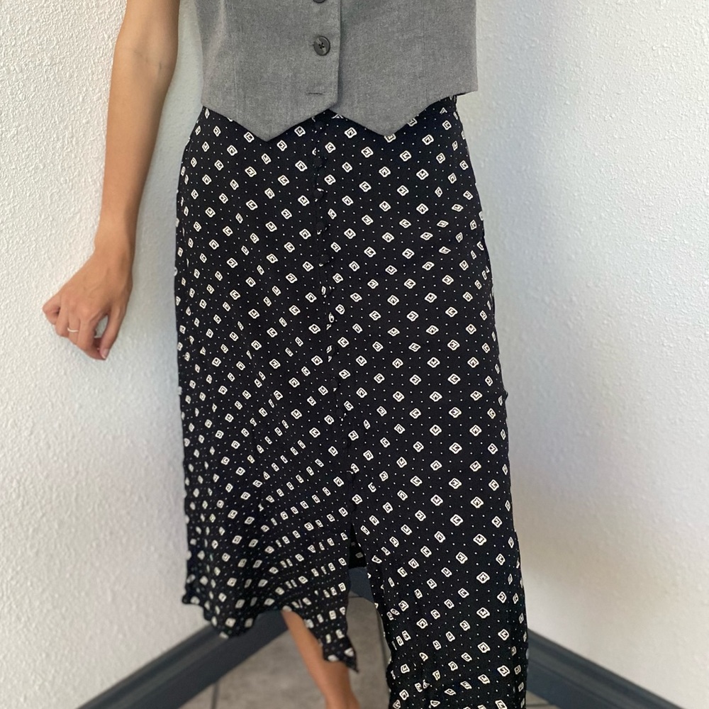 Loft Geo Button Midi Skirt